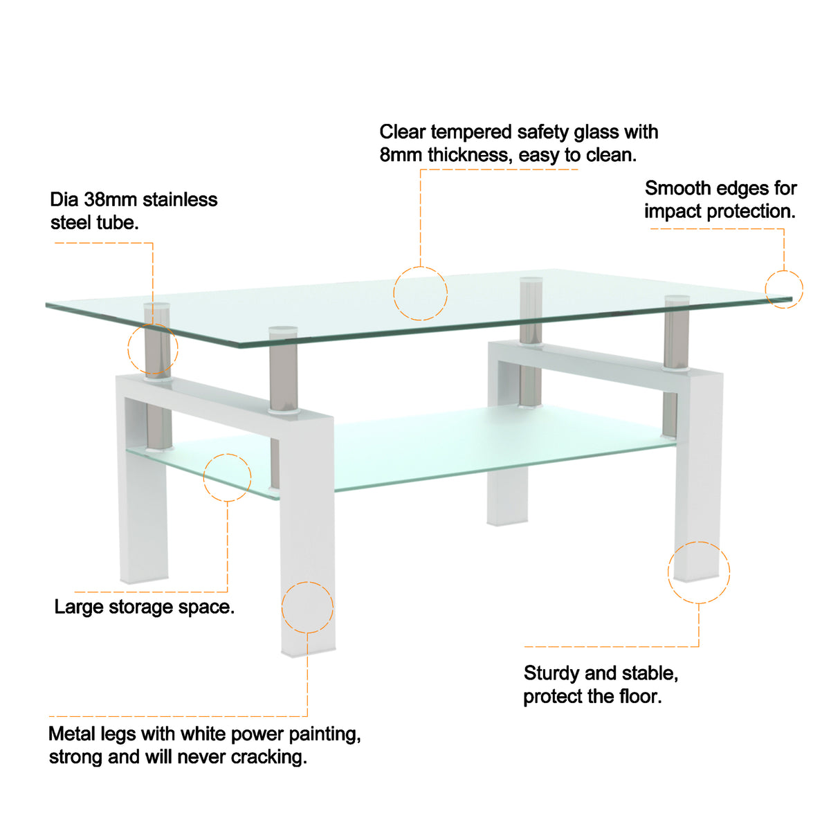 White Coffee Table Clear Coffee Table Modern Side Center Tables for Living Room Living Room Furniture - V.I.P Digital Presence