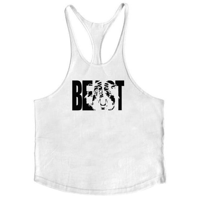 Letter printed men's fitness sports vest slim shoulder strap I-shaped vest cotton - V.I.P Digital Presence