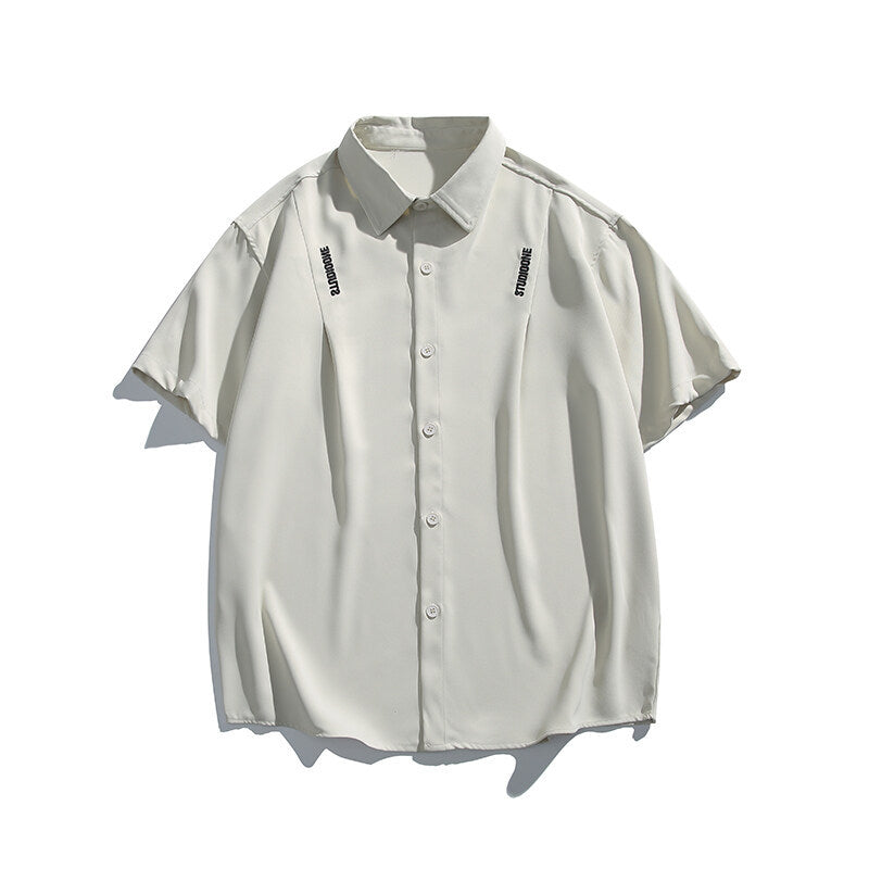 Letter embroidery loose casual short sleeved shirt for men - V.I.P Digital Presence