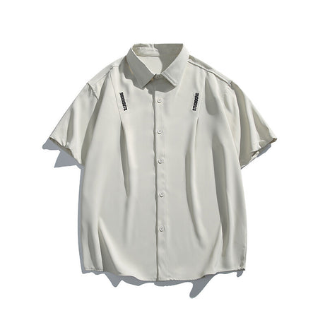 Letter embroidery loose casual short sleeved shirt for men - V.I.P Digital Presence