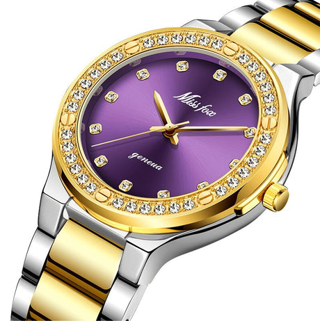 MISSFOX 2742 Elegant Woman Watch Luxury Brand Female Wristwatch Japan Movt 30M Waterproof Gold Expensive Analog Geneva Quartz Watch - V.I.P Digital Presence