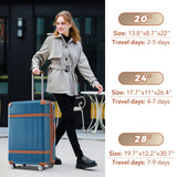 Hardshell Luggage Sets 3 Piece double spinner 8 wheels Suitcase with TSA Lock Lightweight 20''24''28''Blue + ABS