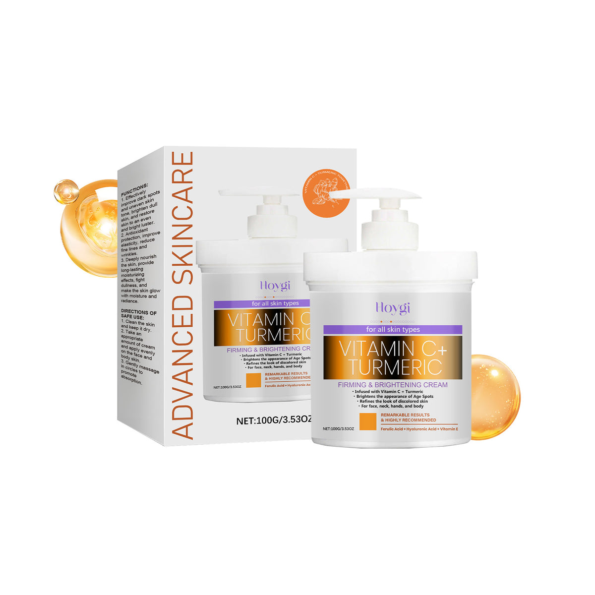 Turmeric Vitamin C Firming And Brightening Cream Hydrates, Moisturizes, Nourishes And Moisturizes Skin And Beautifying Body Cream
