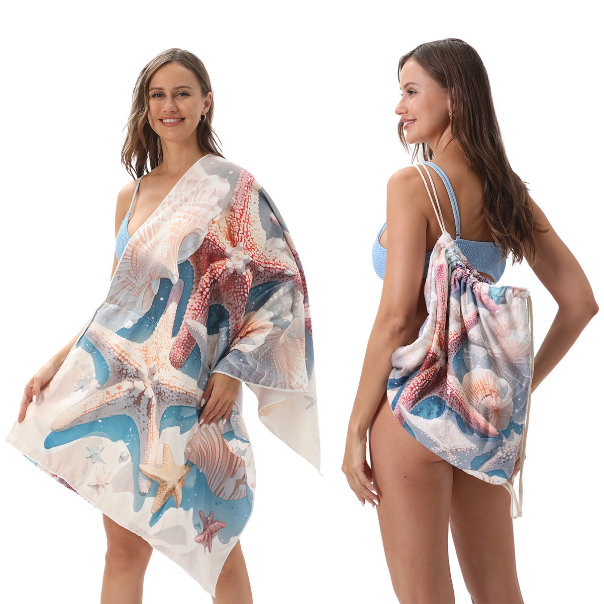 Two-in-One Foldable Beach Towel Printed Bath Towel All-In-One Beach Towel with Storage Bag - V.I.P Digital Presence