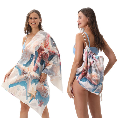 Two-in-One Foldable Beach Towel Printed Bath Towel All-In-One Beach Towel with Storage Bag - V.I.P Digital Presence