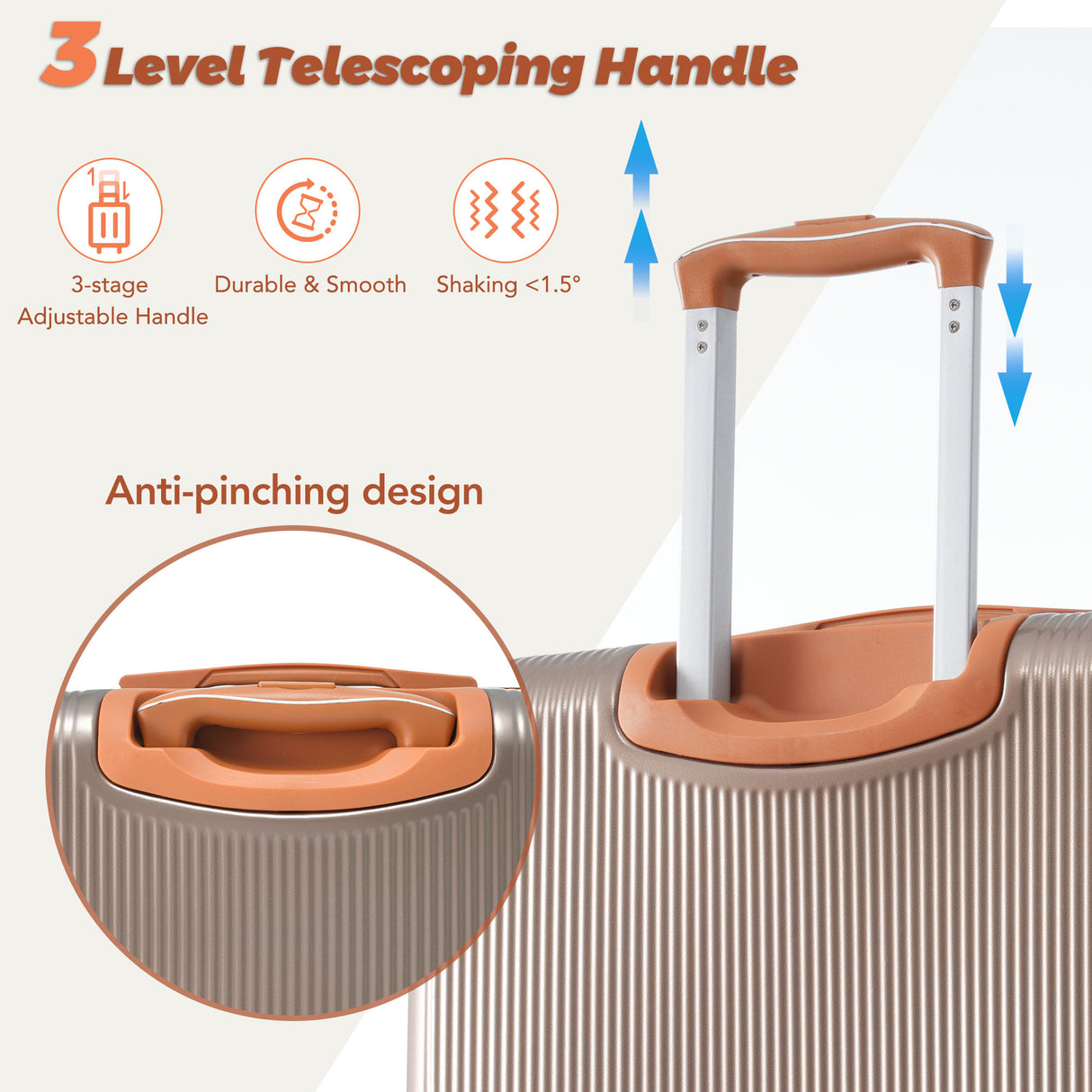 Hardshell Luggage Sets 3 Piece Carry-on Suitcase Double Spinner Wheels with TSA Lock for Men Women, Coppery (20in) - V.I.P Digital Presence