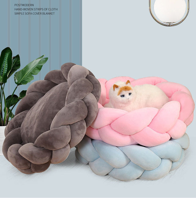 Pet kennel Fried Dough Twists dog kennel filling yarn cat kennel round universal mat detachable cat kennel dog kennel - V.I.P Digital Presence