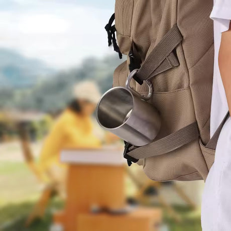 Outdoor mountaineering button, water cup, trip, camping, portable button, 201 stainless steel material - V.I.P Digital Presence