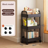 White rolling storage cart. Multifunctional, open shelves for books, ideal for kitchen & bedroom storage - V.I.P Digital Presence