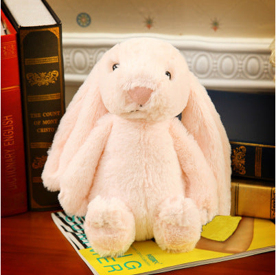 Muñeco de peluche de conejito bordado, conejito de orejas largas, bebé durmiendo con un muñeco de conejito de orejas grandes
