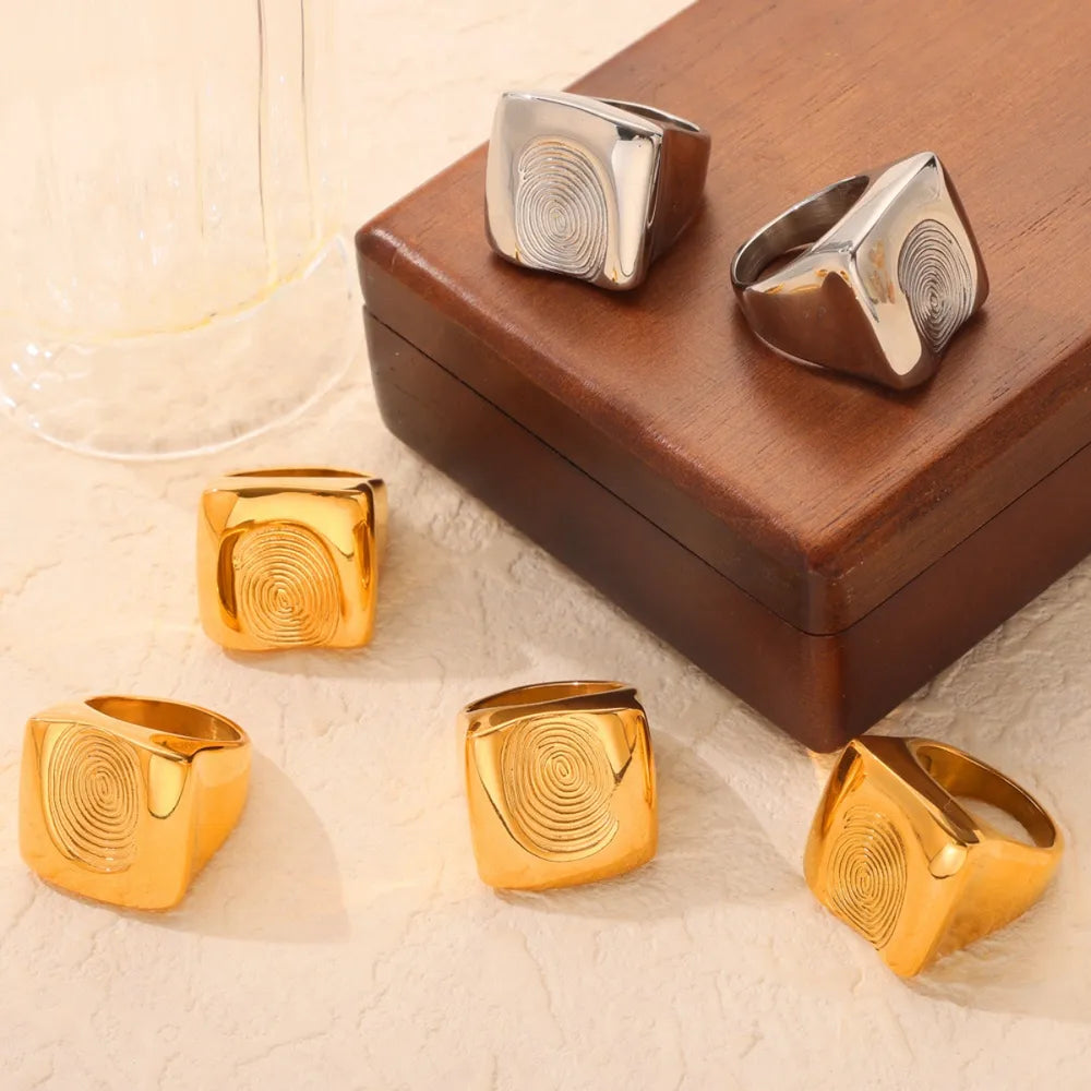 Titanium Steel Fingerprint Signet Ring - V.I.P Digital Presence