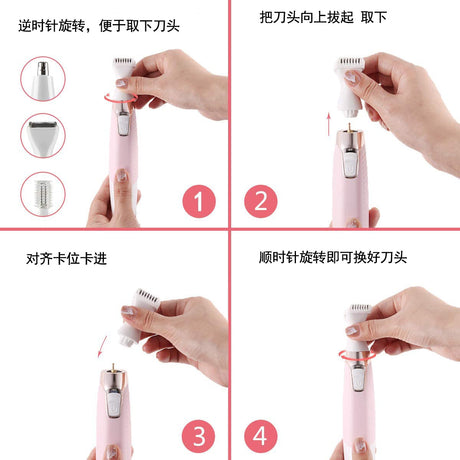 5 in 1 Electric Lady Shaver Eyebrow Trimmer Armpit Hair Leg Hair Scraper Hair Remover - V.I.P Digital Presence