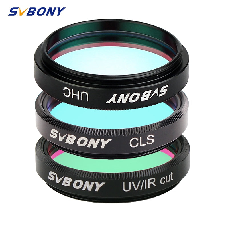 SVBONY 1.25'' UHC + UV-IR+CLS 3 uds Filtros de eliminación de contaminación lumínica para telescopios astronómicos Ocular Observaciones de profundidad 