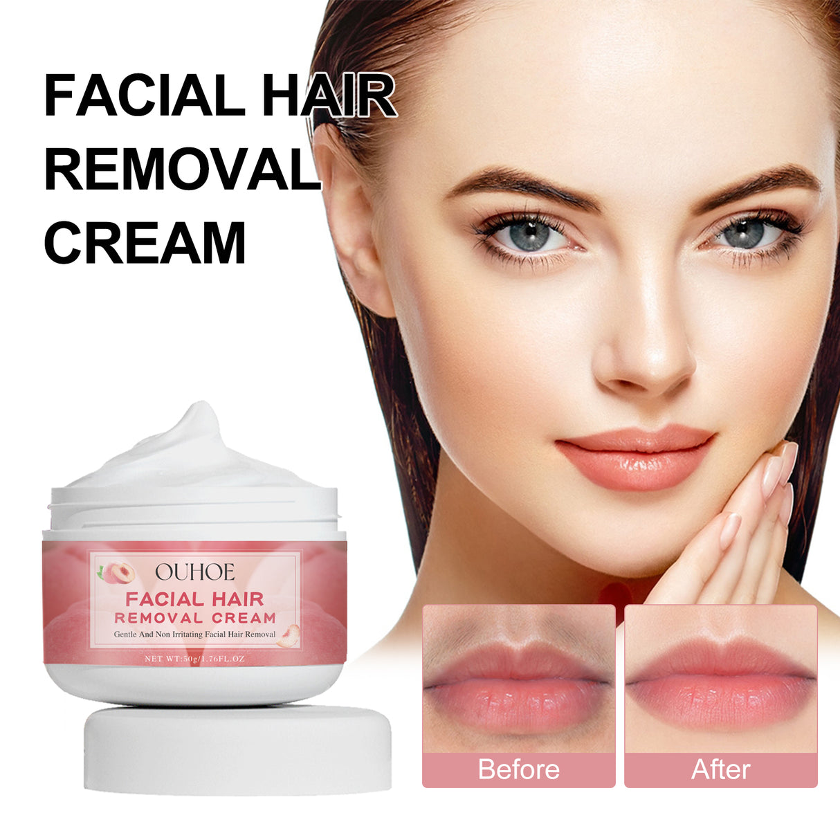 Ouhoe Peach Hair Removal Cream Gentle Non-Irritant Cleaning Ladies Facial Lip Hair Quick Hair Removal Cream - V.I.P Digital Presence