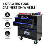 4 DRAWERS MULTIFUNCTIONAL TOOL CART WITH WHEELS-BLACK - V.I.P Digital Presence