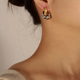 Geometric glazed enamel leopard print earrings fashionable and elegant accessories - V.I.P Digital Presence