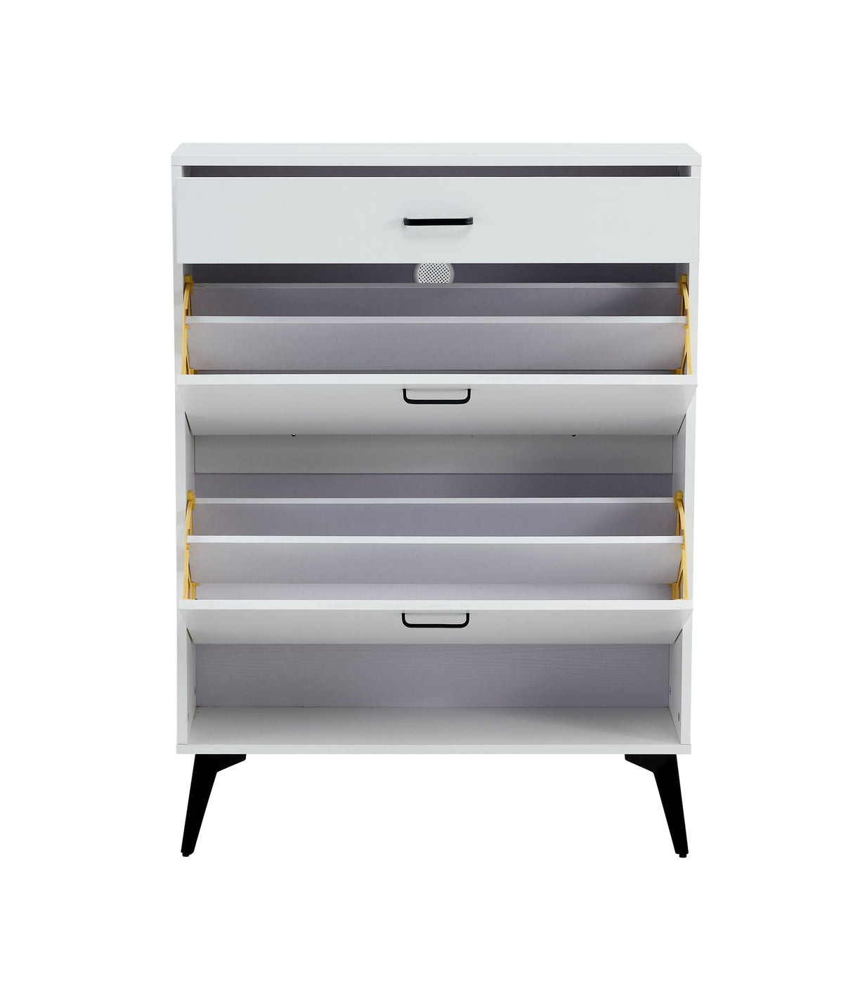 Shoe Cabinet , Shoe storage shelves, metal leg, White - V.I.P Digital Presence