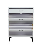 Shoe Cabinet , Shoe storage shelves, metal leg, White - V.I.P Digital Presence