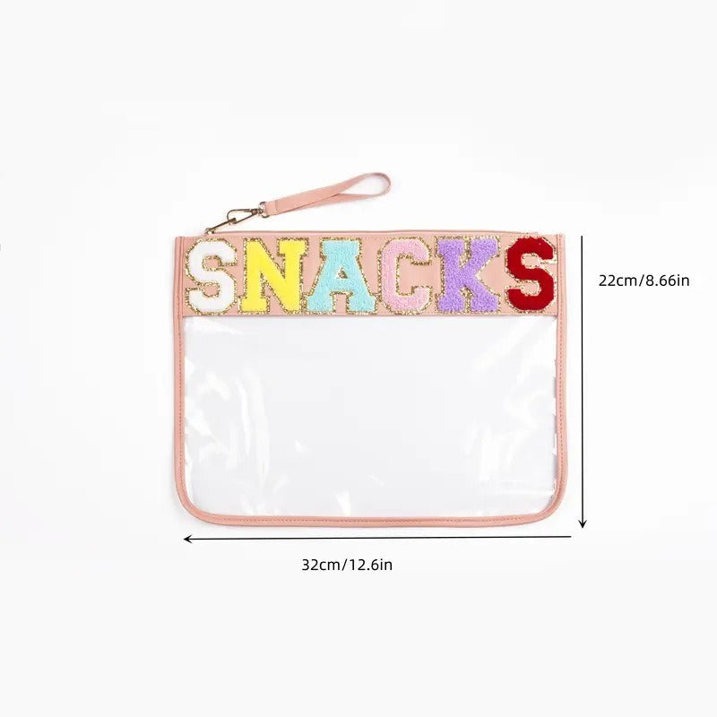 Snack sac de rangement transparent PVC zip pochette broderie lettre Hand Makeup Pack portable pu sac de toilette étanche - V.I.P Digital Presence