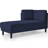 65" Mid-Century Modern Linen Fabric Corner Lounge Chair, Upholstered Indoor Chaise Lounge Solid Wood Sofa Bed for Bedroom - V.I.P Digital Presence