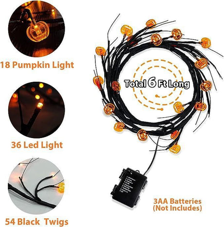 Outdoor Waterproof LED Halloween Decorative Light Rattan Spider Bat Tree Branch Light Party Atmosphere Ghost Festival Chopsticks - V.I.P Digital Presence