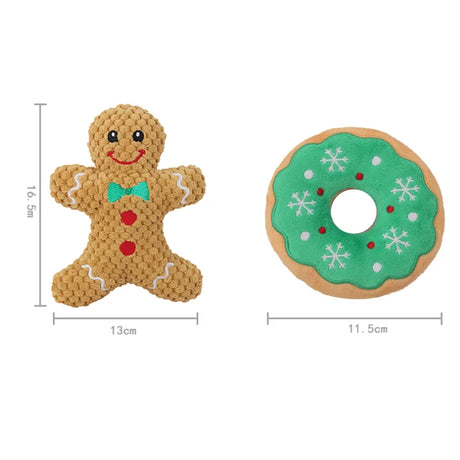 Xmas Pet Dog Plush Noise Chewing Toy Santa Elk Gingerbread Man Donut Cat Dog Christmas Series Cartoon Dog Toy Plush Squeak Toy - V.I.P Digital Presence