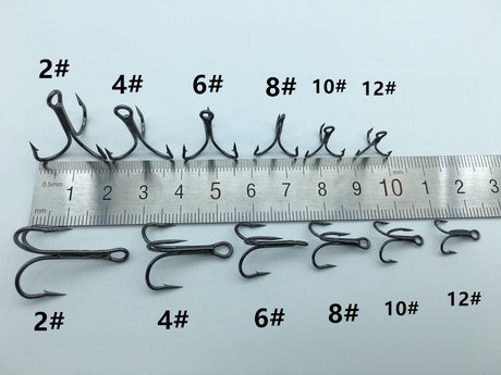 Rompin 20pc/lot 2/4/6/8/10# Fishing Hook High Carbon Steel Treble  Black - V.I.P Digital Presence