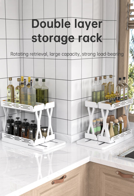 Pull out Rotating Spice Rack Organizer for Cabinet Rotate Makeup Organizer Slide Bottle Box Holder Plastic Seasoning Spice Rack - V.I.P Digital Presence