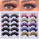 Colorful Fried 5 Pairs Of False Eyelashes Multi-Layer Thick Cross Mink Hair Eyelashes 8D FLUFFY - V.I.P Digital Presence