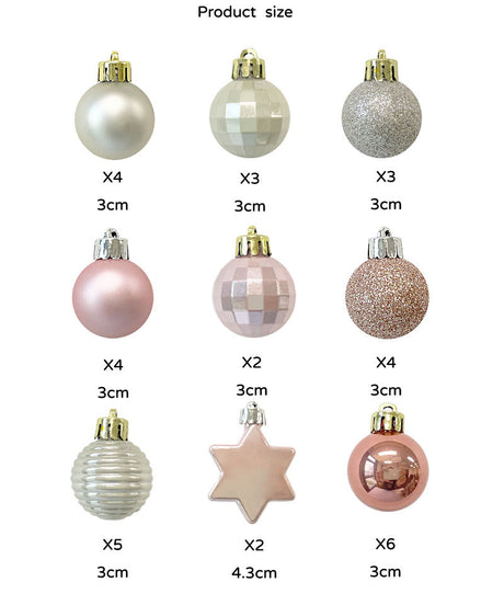 Christmas tree decoration 3cm light gold Christmas ball hanging pendant Christmas combination ball - V.I.P Digital Presence