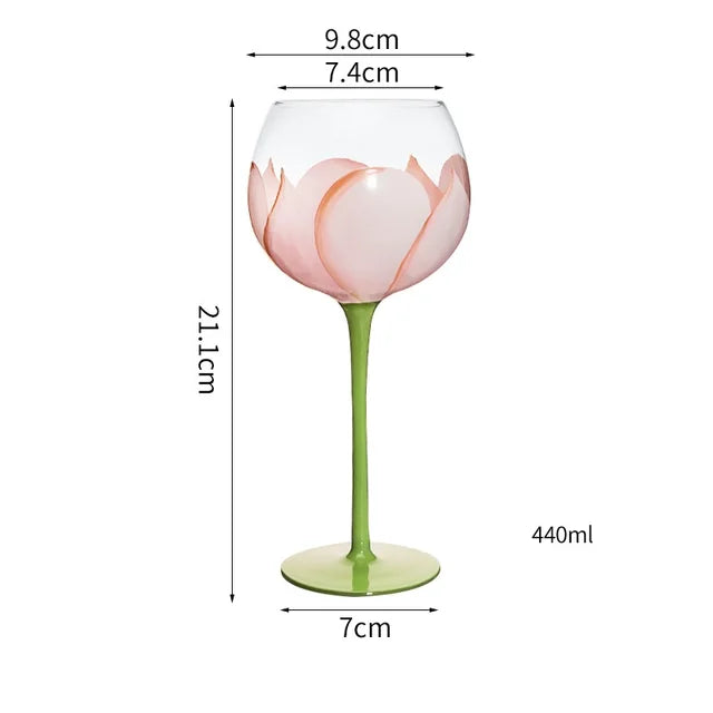 1 Piece Hand Painted Glass Goblet Cup Creative Red Wine Glasses Cup Flower Painted Stemware for Wedding Party Events - V.I.P Digital Presence