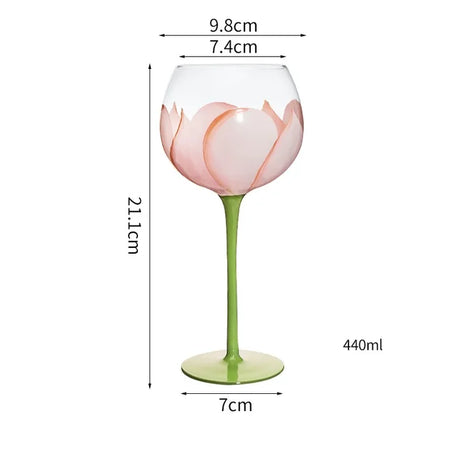 1 Piece Hand Painted Glass Goblet Cup Creative Red Wine Glasses Cup Flower Painted Stemware for Wedding Party Events - V.I.P Digital Presence