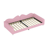 Twin size Upholstered Daybed, Sherpa Fabric Sofabed with Cloud-Shaped Backrest, No Box-spring Needed, Pink - V.I.P Digital Presence