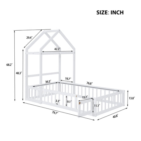Wooden Twin Size Children's Bed with Detachable Headboard and Integrated Clothes Drying Rack, White - V.I.P Digital Presence