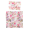 Conjunto de 2 piezas de manta con flores para bebé, envoltura para fotografía de recién nacidos, banda para el cabello con lazo y toalla
