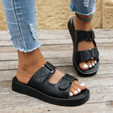 Thick bottomed flat and casual one line drag Velcro beach cooldown - V.I.P Digital Presence