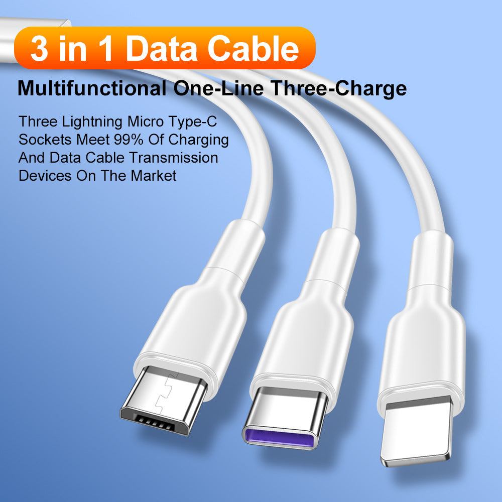 1.2-meter one to three 5A super fast charging data cable suitable for Huawei Honor, Xiaomi vivo Android charging cable - V.I.P Digital Presence
