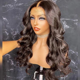 Ladies Wig Natural Buckle Wig Black Big Wave Chemical Fiber Front Lace Long Curly Hair High Temperature Silk Headgear - V.I.P Digital Presence