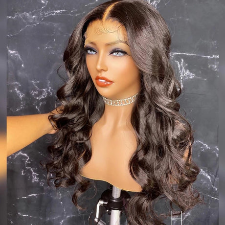 Ladies Wig Natural Buckle Wig Black Big Wave Chemical Fiber Front Lace Long Curly Hair High Temperature Silk Headgear - V.I.P Digital Presence