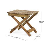 Outdoor Folding Wooden Side Table, Natural, 15"D x 22.75"W x 18.25"H - V.I.P Digital Presence