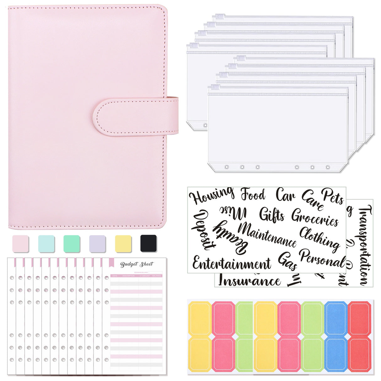 A6 Loose-Leaf Binder Budget Book Macaron Notebook Leather PU Loose-Leaf Book Cash Budget Handbook - V.I.P Digital Presence