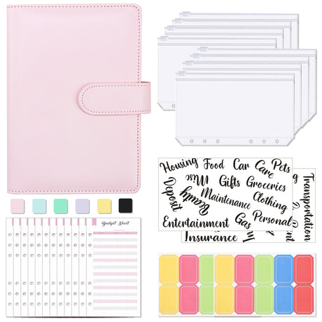 A6 Loose-Leaf Binder Budget Book Macaron Notebook Leather PU Loose-Leaf Book Cash Budget Handbook - V.I.P Digital Presence
