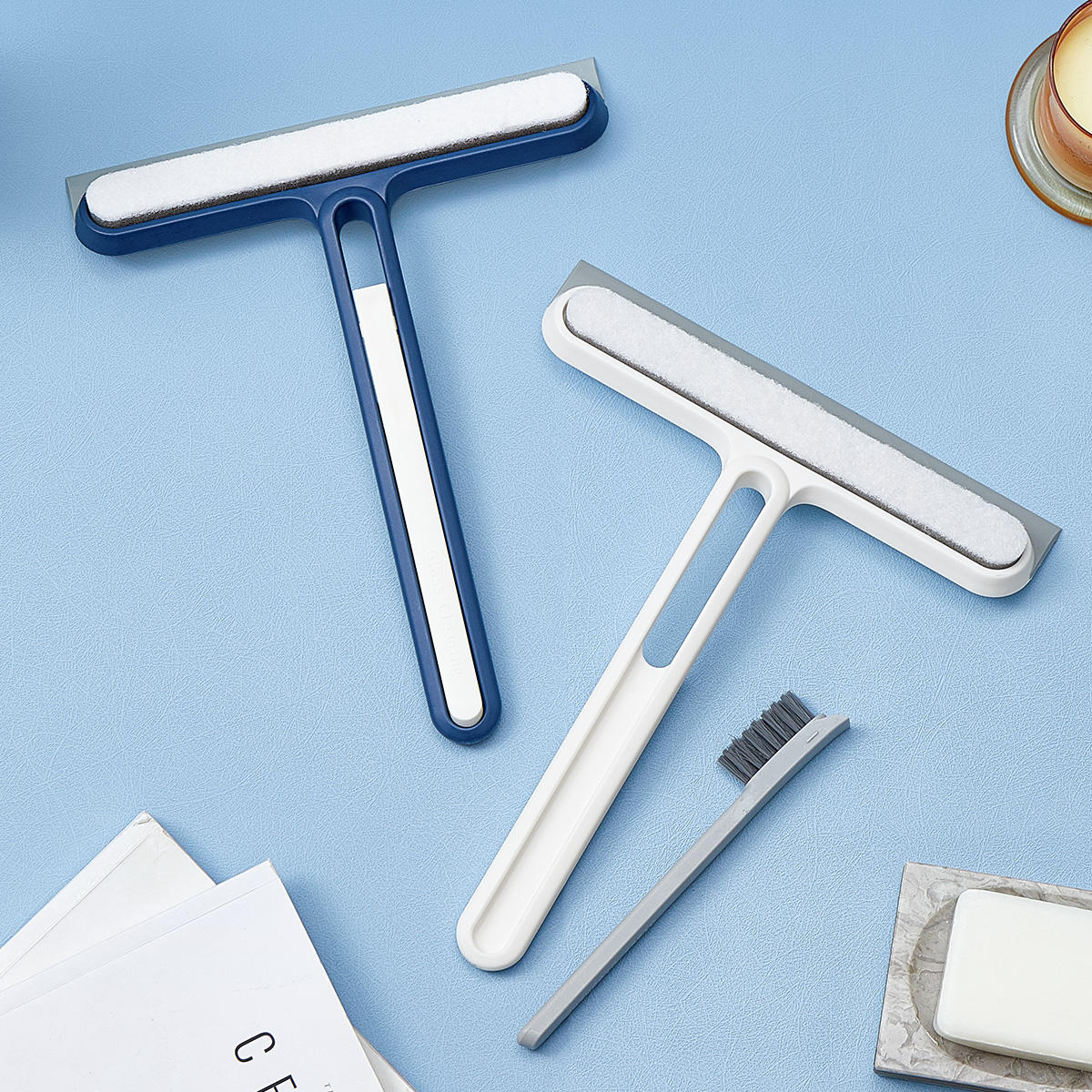 4-in-1 multifunctional cleaning tool glass scraper window scrubber bathroom mirror wiper non removable and washable - V.I.P Digital Presence