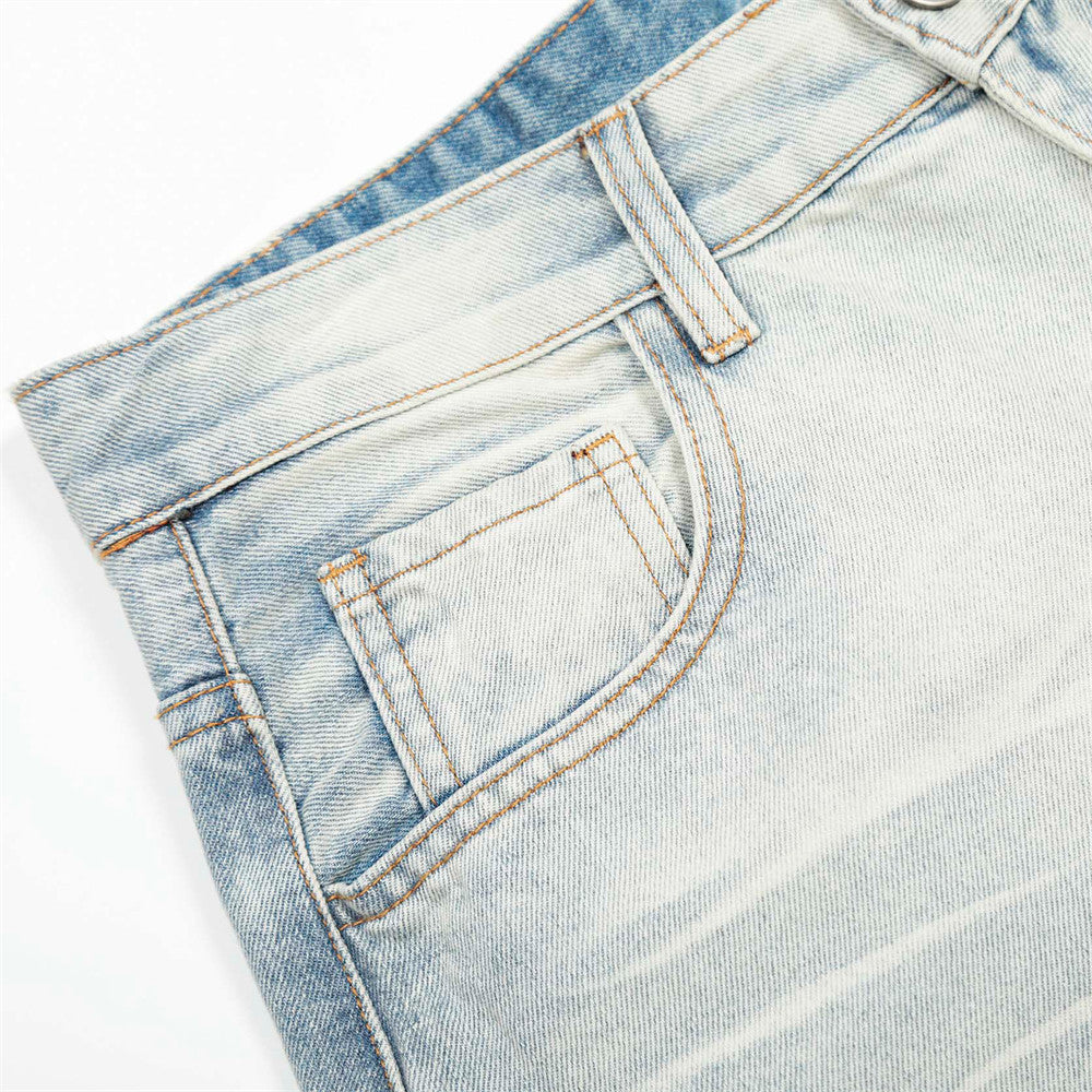 American Cleanfit Washed Denim Long Pants Men's Vintage Street Fashion Loose Straight Leg Distressed Wide Leg Dad Trousers - V.I.P Digital Presence