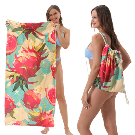 Two-in-One Foldable Beach Towel Printed Bath Towel All-In-One Beach Towel with Storage Bag - V.I.P Digital Presence