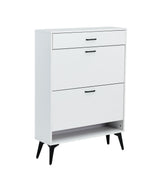 Shoe Cabinet , Shoe storage shelves, metal leg, White - V.I.P Digital Presence