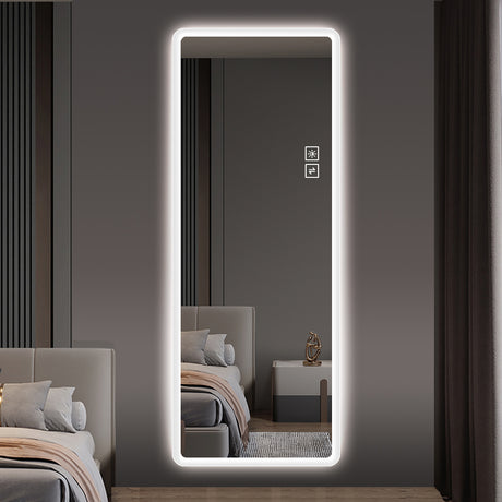 Full Length Mirror Lighted Vanity Body Mirror LED Mirror Wall-Mounted Mirror Big Size Rounded Corners, Bedroom,Living Room - V.I.P Digital Presence