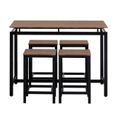 TREXM 5-piece compact bar table with table and stool - modern industrial design (dark brown) - V.I.P Digital Presence