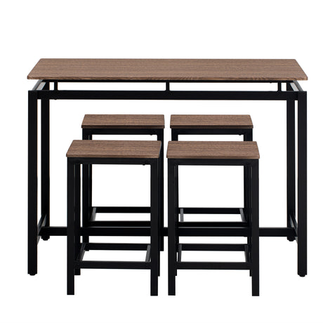 TREXM 5-piece compact bar table with table and stool - modern industrial design (dark brown) - V.I.P Digital Presence