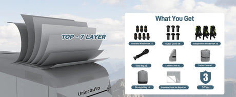 Umbrauto Class A RV Cover Upgraded Heavy Duty 7 Layers Top Windproof Breathable Class A Motorhome Camper Cover,Grey - V.I.P Digital Presence
